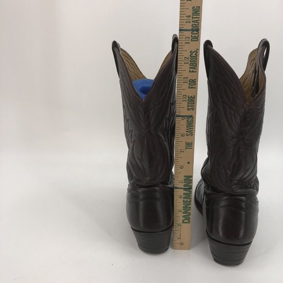 Vtg Nacona Boot Oxblood Leather Flame Stitch Cowboy Western Mens Sz 9.5D Rodeo - Picture 7 of 16